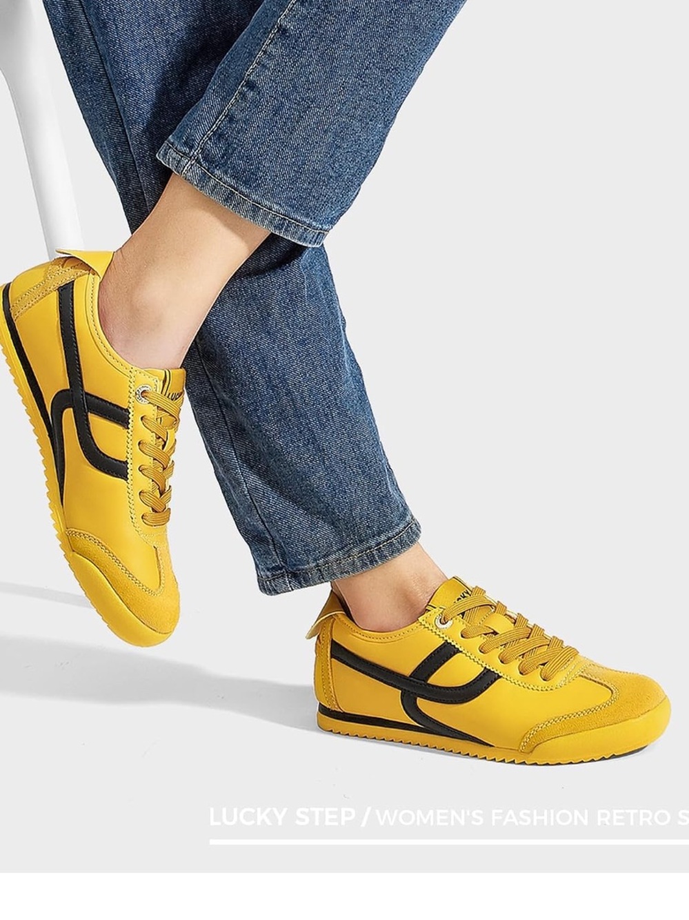 Same Look Mexico 66 Yellow Low-Profile Sneakers with soft Cow Suede Black Accent